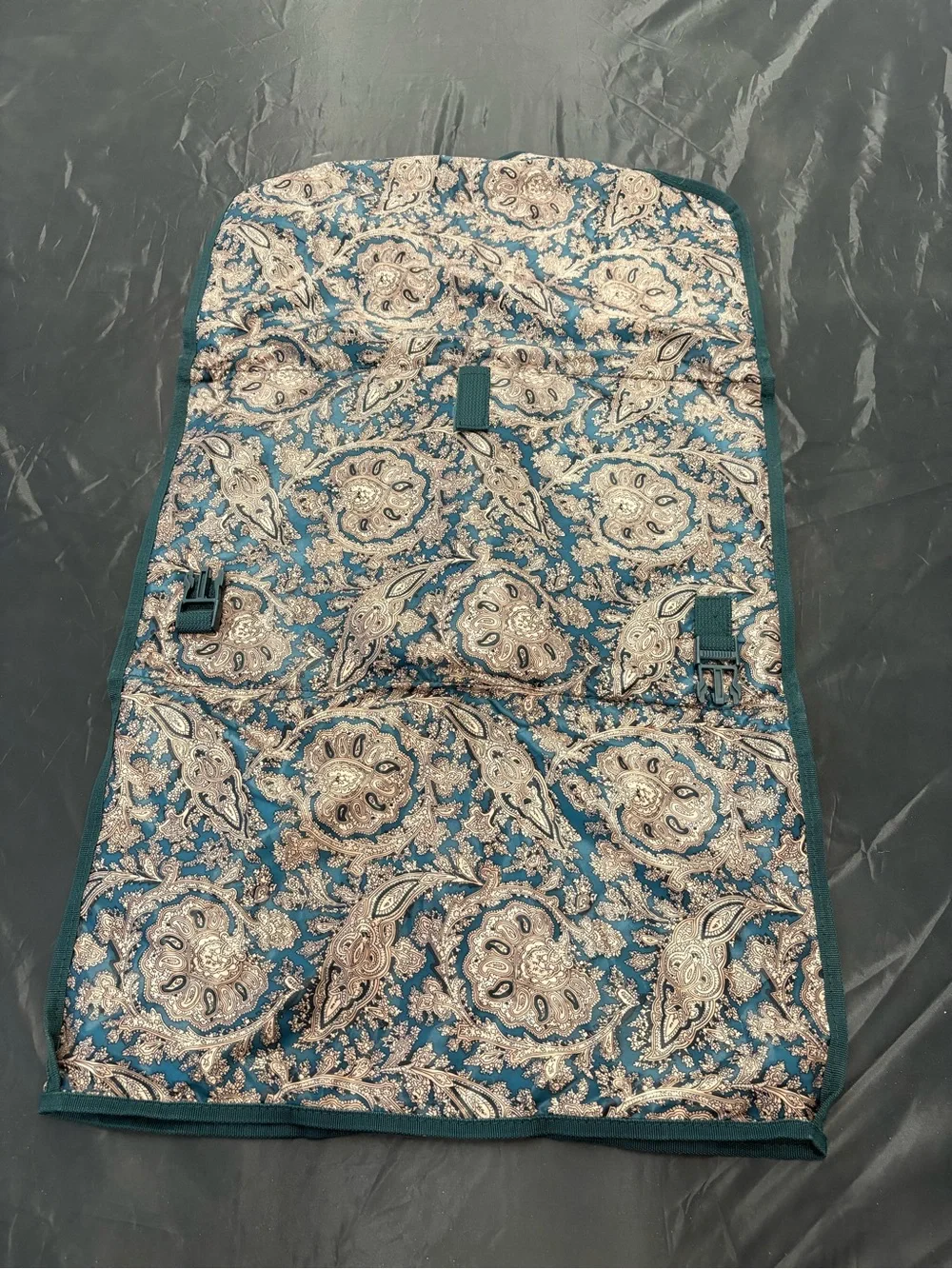 Teal Paisley Quilted Garment Bag